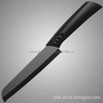 Classic Handle Full Black Ceramic Bread Serrated Knife